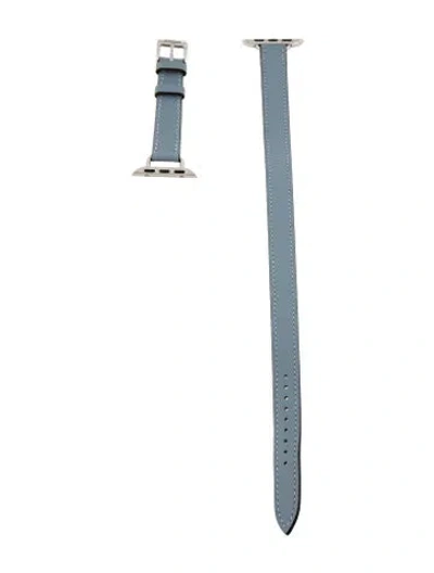 Pre-owned Hermes X Apple Double Tour 14mm Watch Strap In Blue