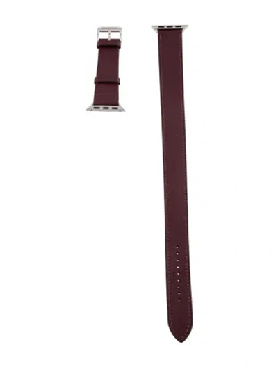 Pre-owned Hermes X Apple Double Tour 20mm Leather Watch Strap In Purple