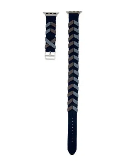 Pre-owned Hermes X Apple Double Tour Bridon Watch Strap. In Blue/grey
