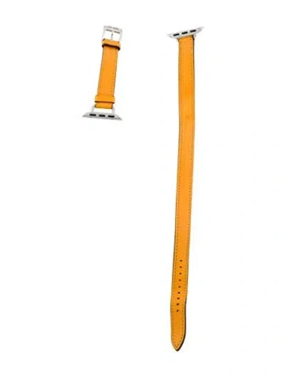 Pre-owned Hermes X Apple Double Tour Leather 13mm Watch Strap In Orange