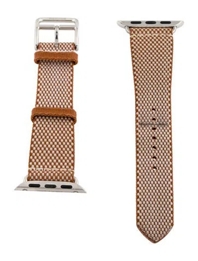 Pre-owned Hermes X Apple Single Tour 20mm Twill Strap In Brown