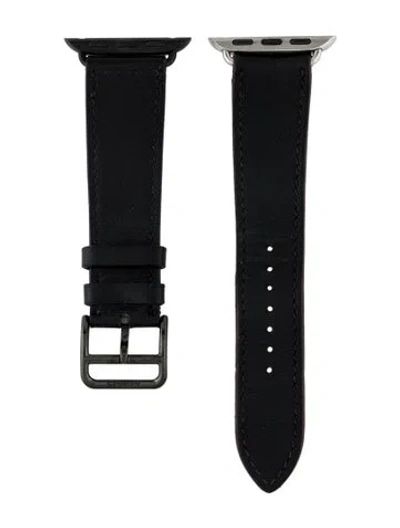 Pre-owned Hermes X Apple Single Tour 20mm Watch Strap In Black