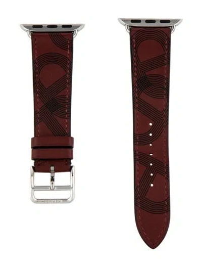 Pre-owned Hermes X Apple Single Tour 20mm Watch Strap In Burgundy