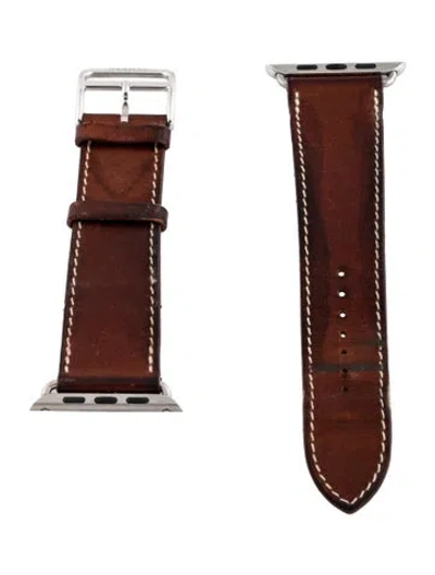 Pre-owned Hermes X Apple Single Tour 23mm Watch Strap In Brown