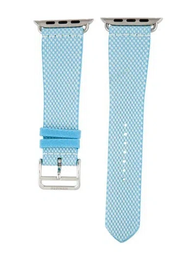 Pre-owned Hermes X Apple Single Tour 24mm Watch Strap In Blue