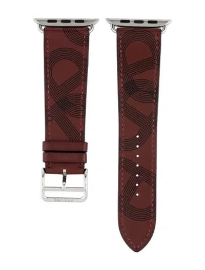 Pre-owned Hermes X Apple Single Tour 24mm Watch Strap In Brown