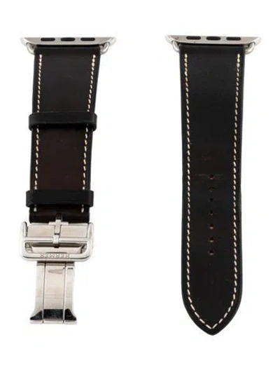 Pre-owned Hermes X Apple Single Tour 24mm Watch Strap In Brown