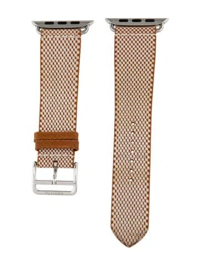 Pre-owned Hermes X Apple Single Tour 24mm Watch Strap In Brown