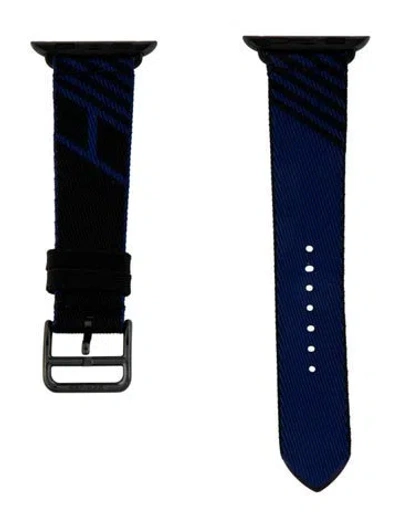 Pre-owned Hermes X Apple Single Tour Jumping 45mm Strap In Blue
