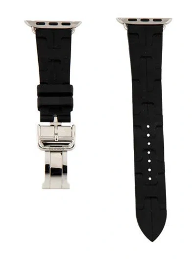 Pre-owned Hermes X Apple Single Tour Kilim 20mm Rubber Strap In Black
