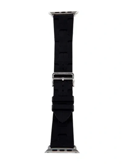 Pre-owned Hermes X Apple Single Tour Kilim 23mm Rubber Strap In Black