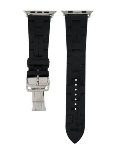 Pre-owned Hermes X Apple Single Tour Kilim 23mm Rubber Strap In Black