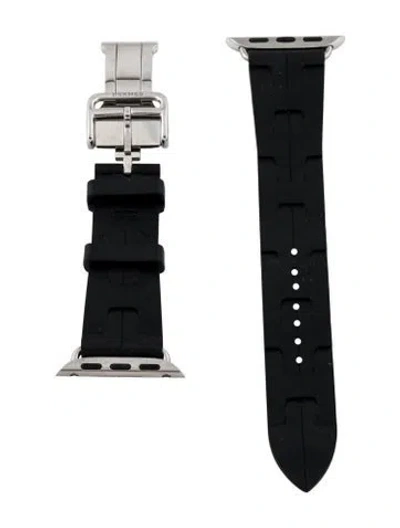 Pre-owned Hermes X Apple Single Tour Kilim Rubber Strap In Black