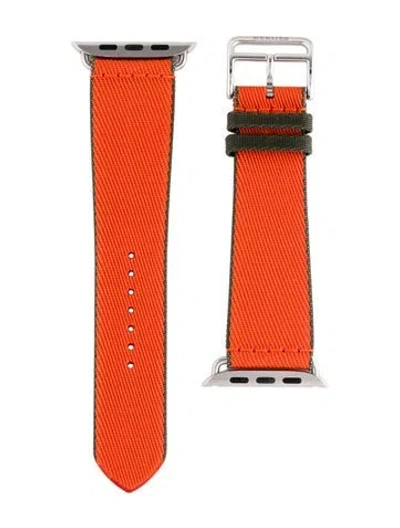 Pre-owned Hermes X Apple Single Tour Toile H Watch Strap In Multi