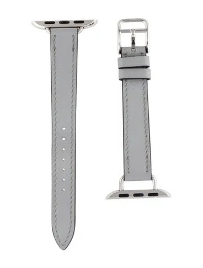 Pre-owned Hermes X Apple Watch Hermès Single Tour 42 Mm Attelage Strap In Blue