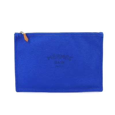 Hermes Hermès Yachting Blue Canvas Clutch Bag ()