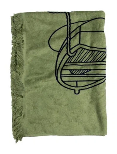 Pre-owned Hermes Yachting Thalassa Aloes Beach Towel In Green