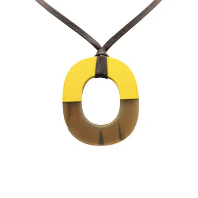Pre-owned Hermes Yellow Buffalo Horn Necklace () In Multi