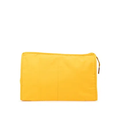 Pre-owned Hermes Yellow Canvas Clutch Bag Pouch ()