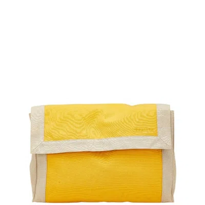 Pre-owned Hermes Yellow Canvas Clutch Bag Pouch ()