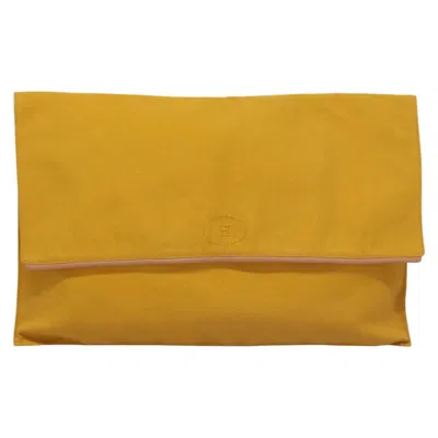Pre-owned Hermes Hermès Yellow Canvas Clutch Bag ()