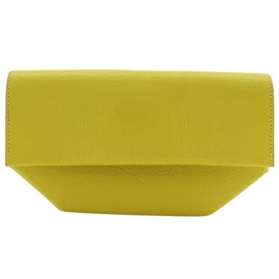 Pre-owned Hermes Yellow Chevre Leather Clutch Bag ()