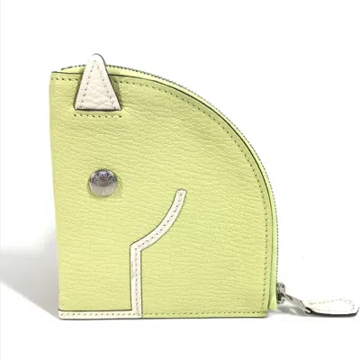 Pre-owned Hermes Yellow Chevre Leather Coin Purse/coin Case ()