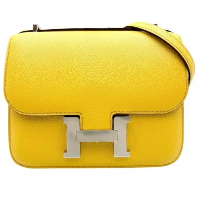 Pre-owned Hermes Yellow Chevre Leather Pochette Shoulder Bag ()
