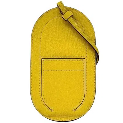 Pre-owned Hermes Yellow Chevre Leather Pochette Shoulder Bag ()