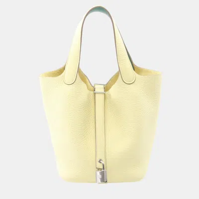 Pre-owned Hermes Yellow Clemence Picotin Lock 18