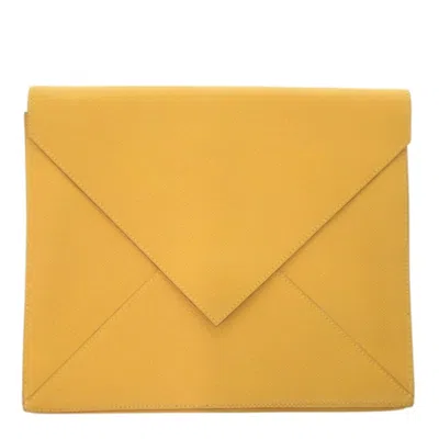 Pre-owned Hermes Yellow Courchevel Leather Clutch Bag ()
