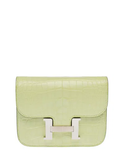Pre-owned Hermes Hermès Yellow Crocodile Leather Constance Slim Wallet (authentic Pre-loved)