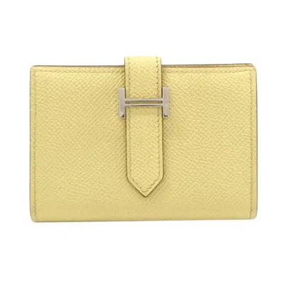 Pre-owned Hermes Yellow Epsom Leather Coin Purse/coin Case ()