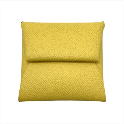 Pre-owned Hermes Yellow Epsom Leather Coin Purse/coin Case ()