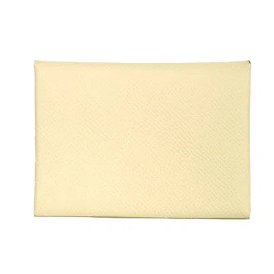 Pre-owned Hermes Yellow Epsom Leather Coin Purse/coin Case ()