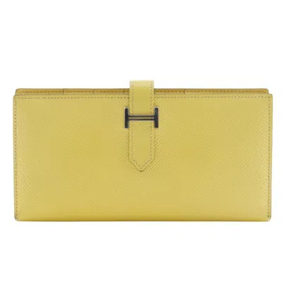 Pre-owned Hermes Yellow Epsom Leather Long Wallet (bi-fold) ()