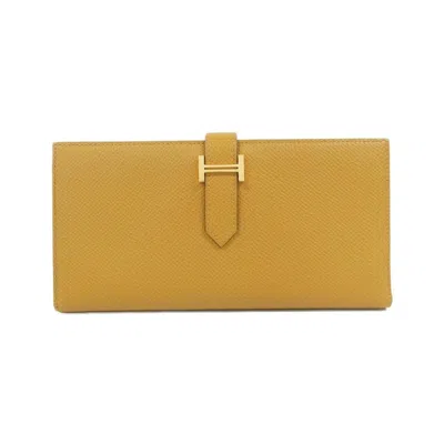 Pre-owned Hermes Yellow Epsom Leather Long Wallet (bi-fold) ()