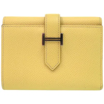 Pre-owned Hermes Yellow Epsom Leather Wallet (tri-fold) ()