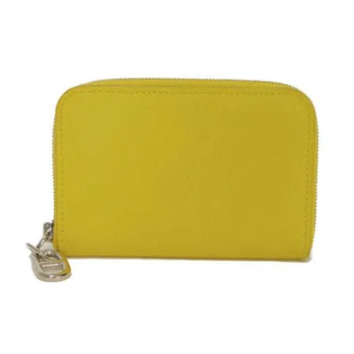 Pre-owned Hermes Yellow Evercalf Leather Coin Purse/coin Case ()