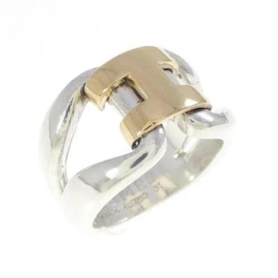 Pre-owned Hermes Yellow Gold (18k) Silver 925 Band Ring ()