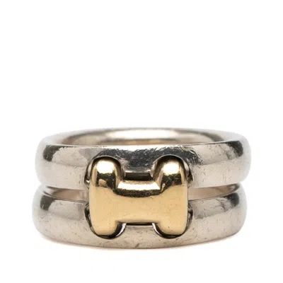 Pre-owned Hermes Yellow Gold (18k) Silver 925 Band Ring ()