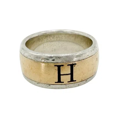 Pre-owned Hermes Yellow Gold (18k) Silver 925 Band Ring ()