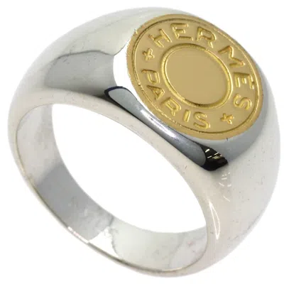 Pre-owned Hermes Yellow Gold (18k) Silver Band Ring ()