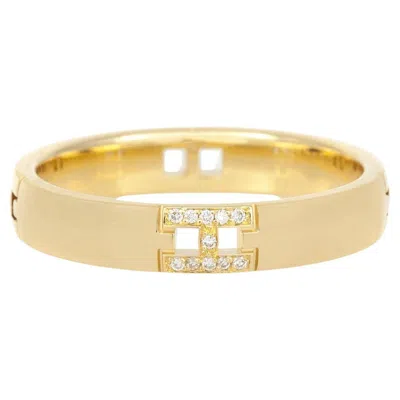 Pre-owned Hermes Yellow Gold Hercules Band Ring With Diamonds