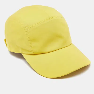 Pre-owned Hermes Hermès Yellow H Embroidered Cotton Cap Size 59