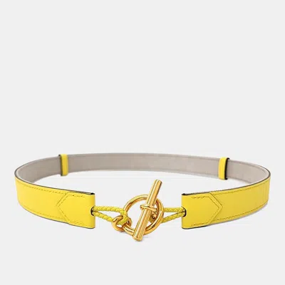Pre-owned Hermes Yellow Leather Babord 24 Reversible Belt