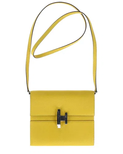 Pre-owned Hermes Hermès Yellow Leather Cinhetic To Go Shoulder Bag (authentic Pre-loved)