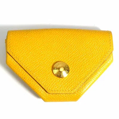 Pre-owned Hermes Yellow Leather Coin Purse/coin Case ()