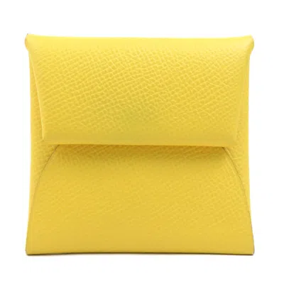 Pre-owned Hermes Yellow Leather Coin Purse/coin Case ()