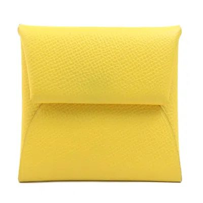 Pre-owned Hermes Yellow Leather Coin Purse/coin Case ()